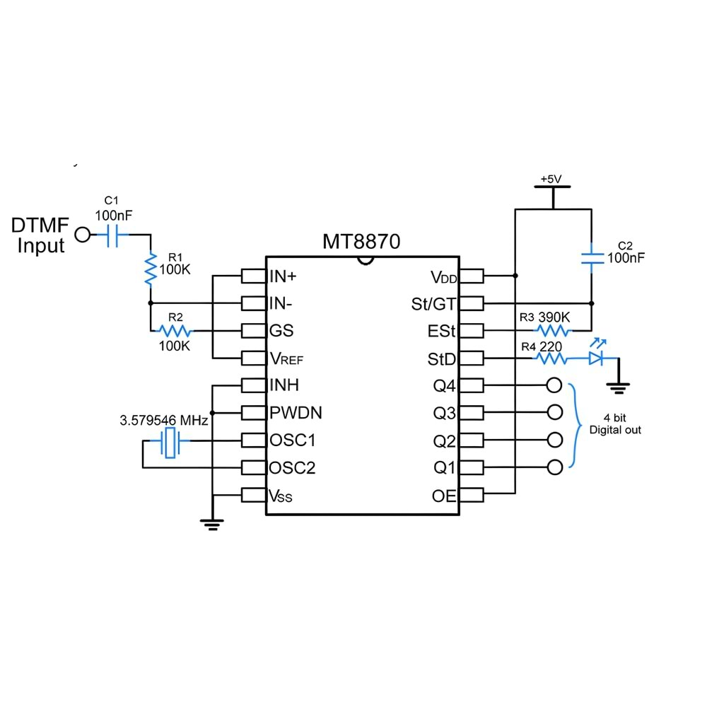 MT8870 DTMFDecoder Telefon Ses Modülü Ses Çözücü Modül