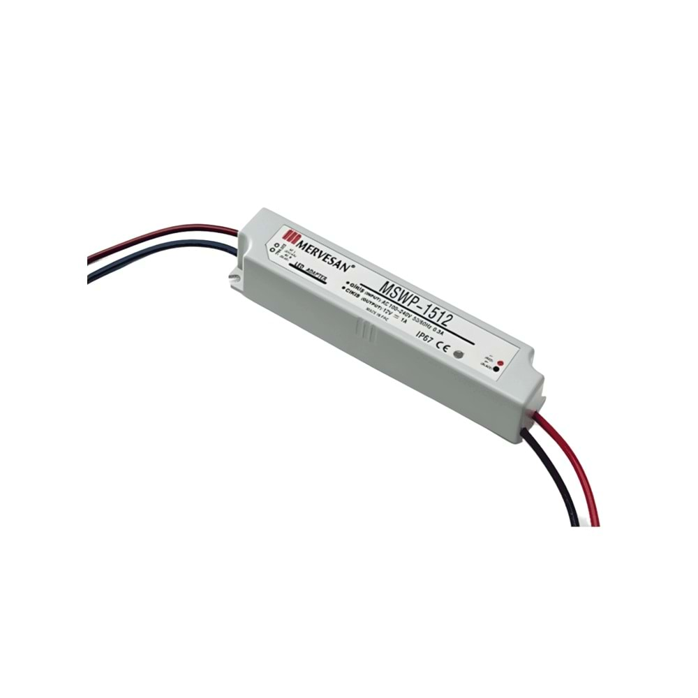 12V 1A 15W Sabit Voltaj SMPS IP-67, Dış Mekan Plastik Kasa MTWP-15-12 Mervesan