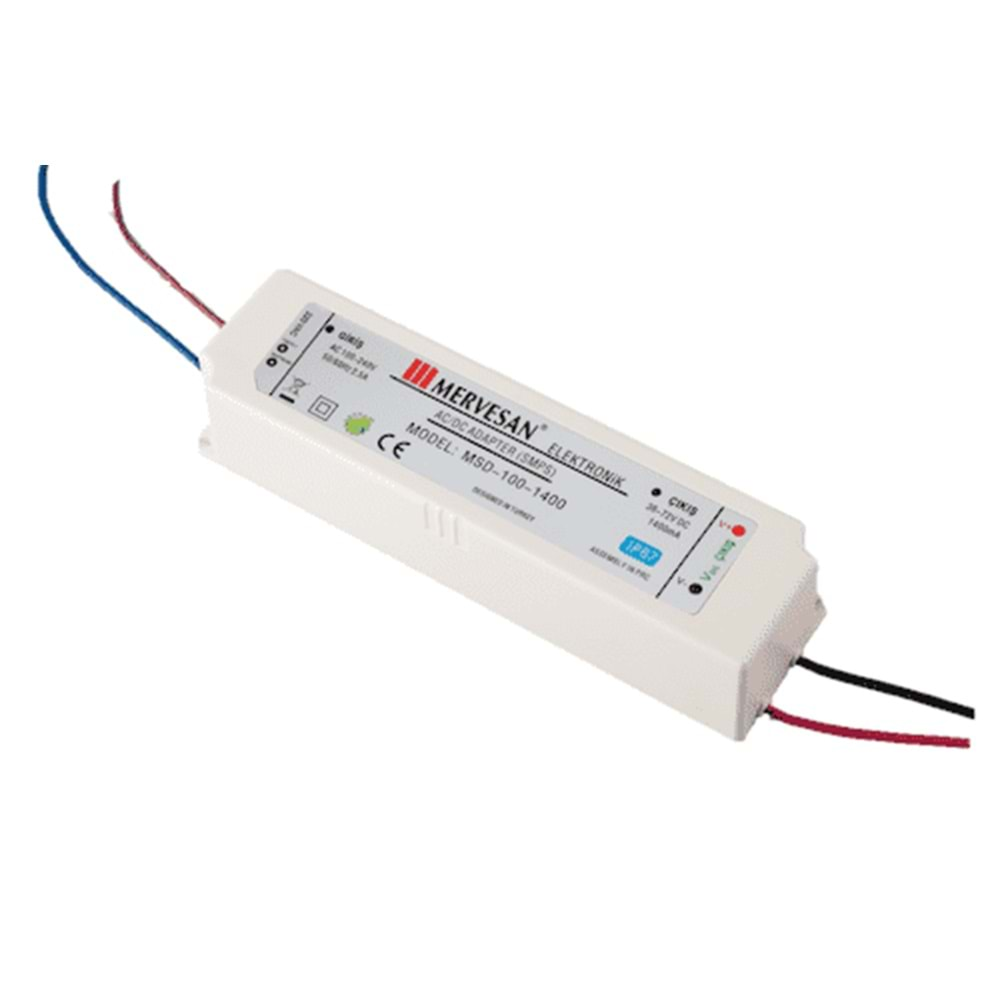 36-72V 1400 mA. 100W LED Sürücü SMPS IP-67, Sabit Akım Led Driver MTD-100-1400 Mervesan