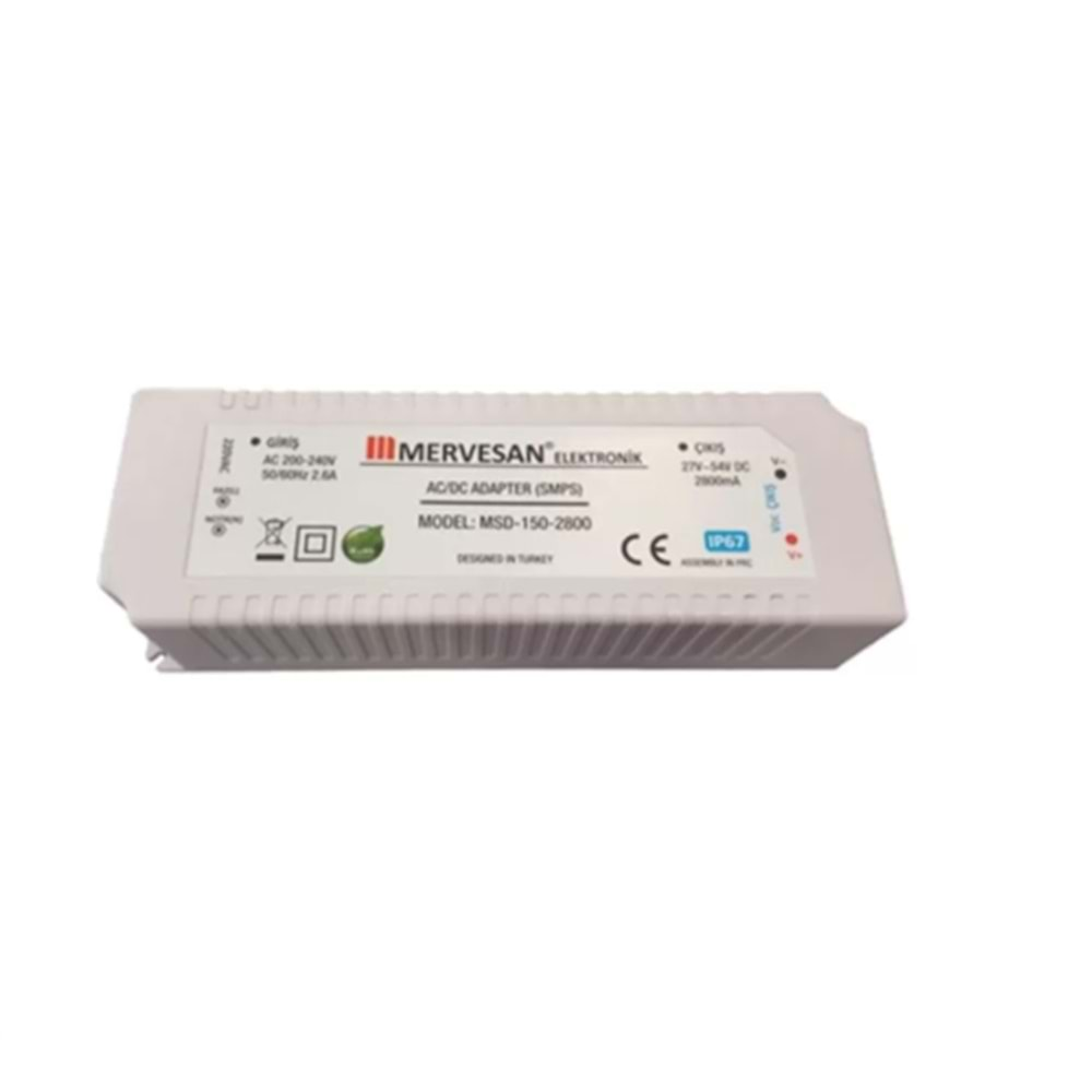 27-54V 2800 mA. 150W LED Sürücü SMPS IP-67, Sabit Akım Led Driver MTD-150-2800 Mervesan