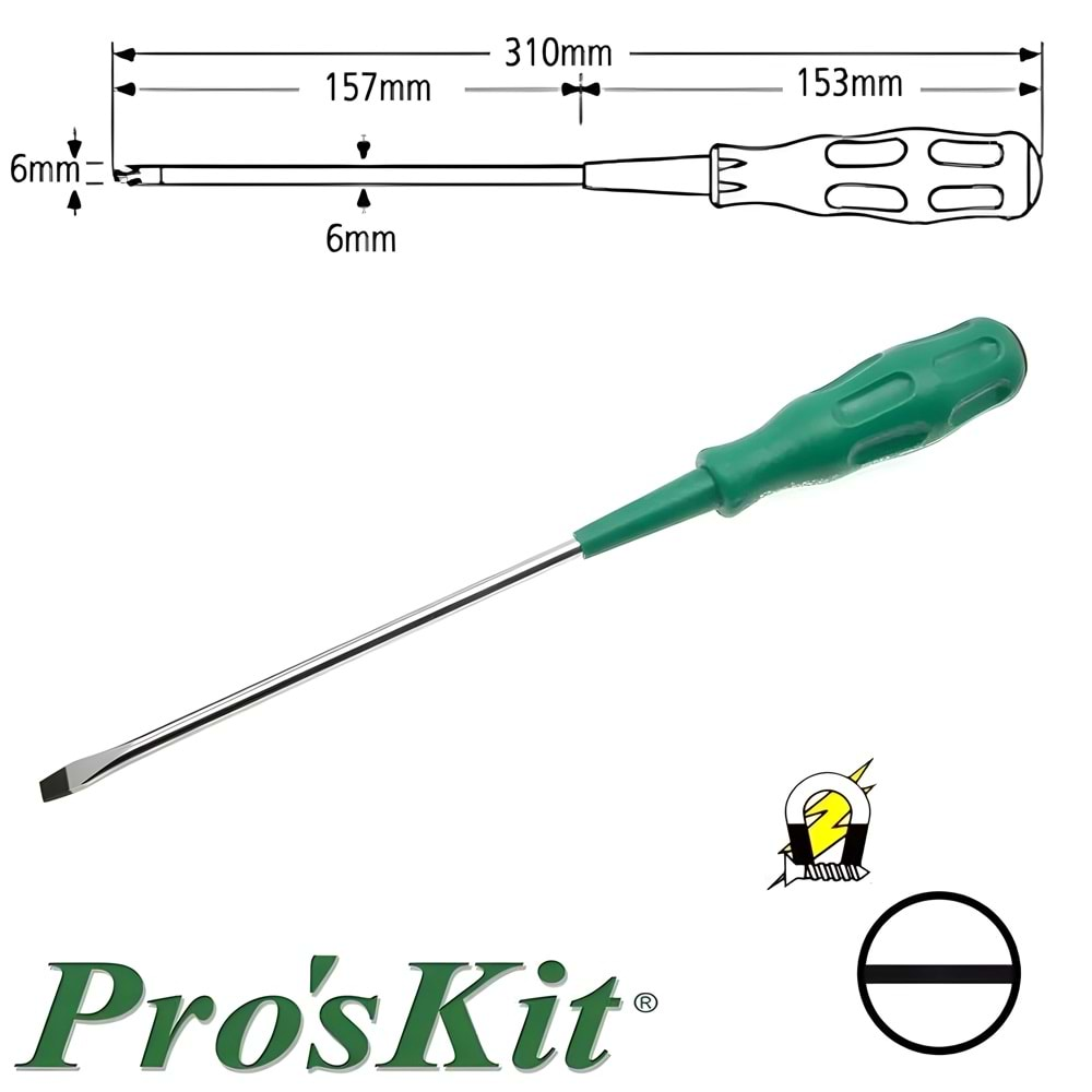 Düz Tornavida 6X200mm Proskit