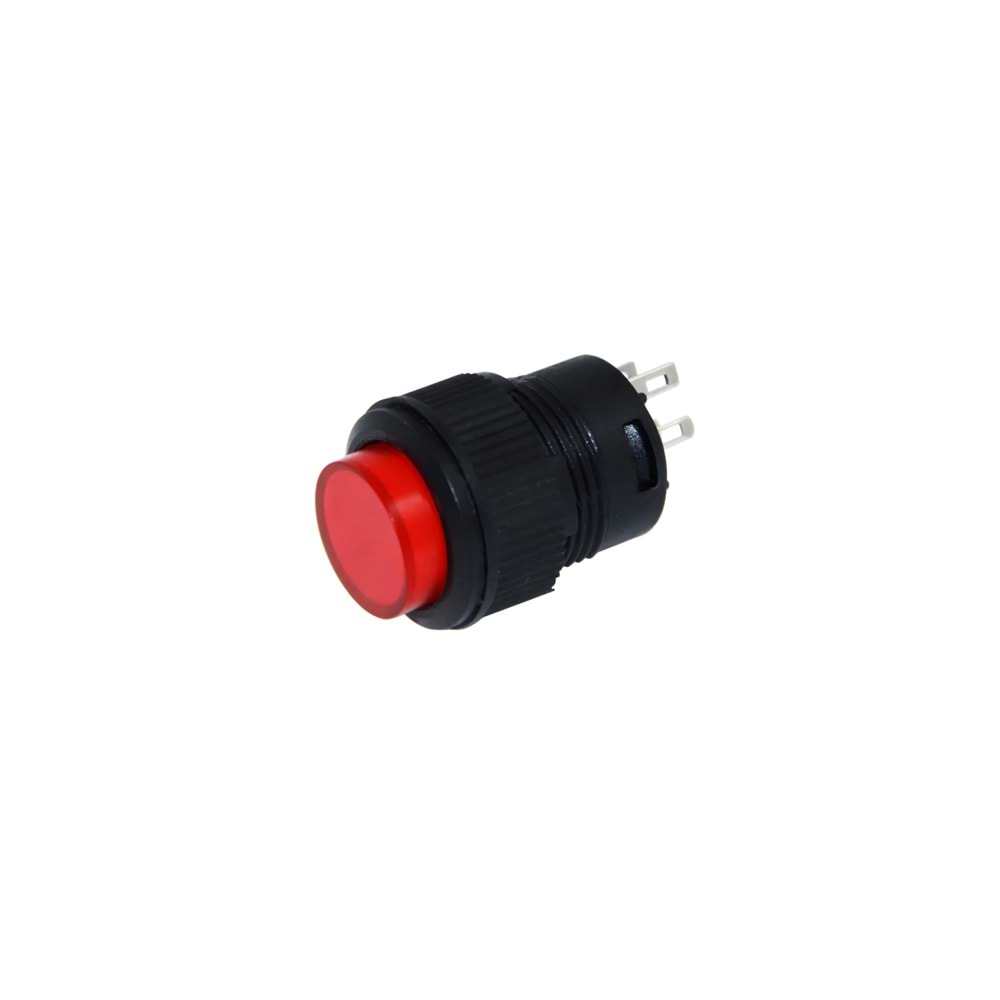 IC-180B 16mm Yaylı Buton 3V-12V-220V Led Işıklı Kırmızı Renk