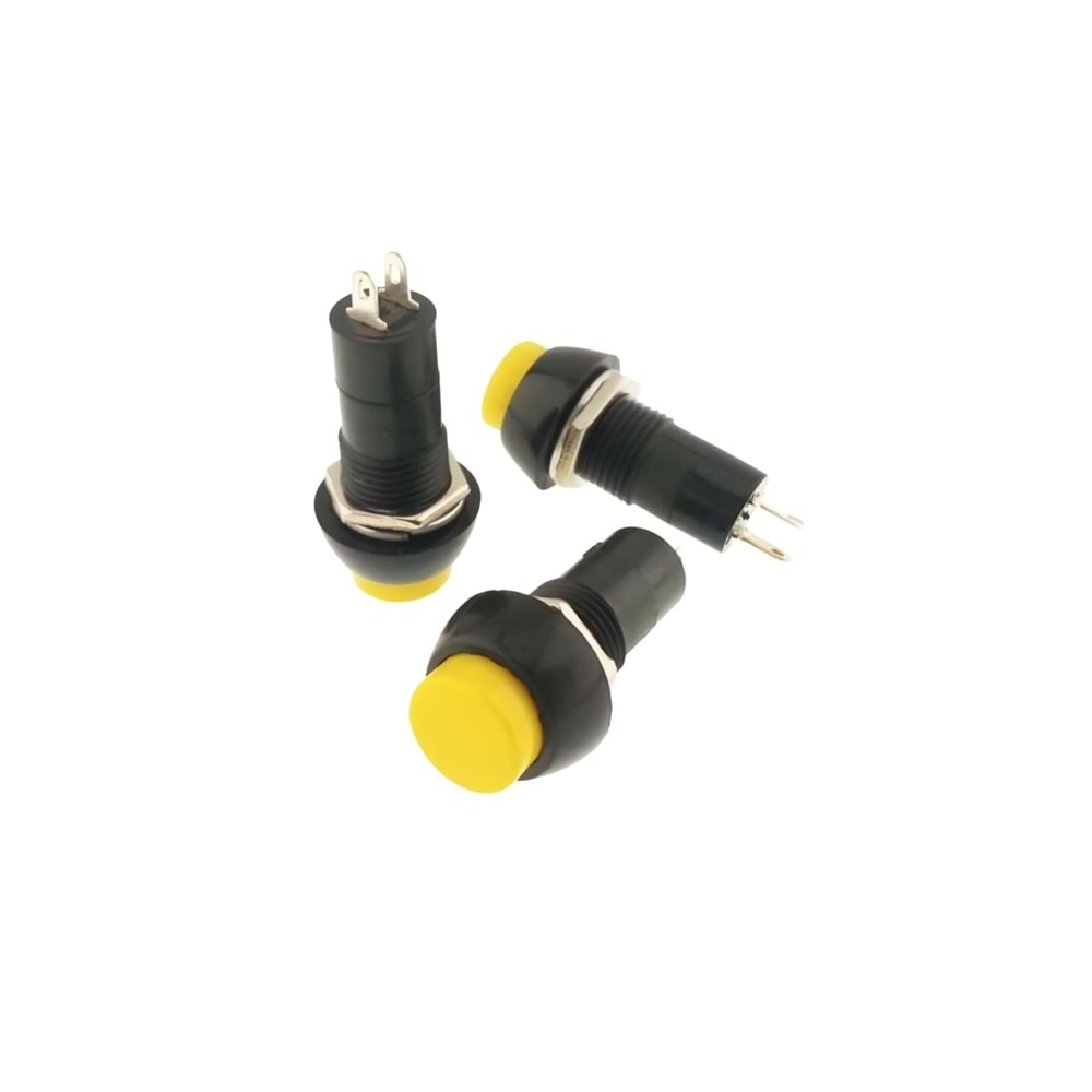 IC-190 Buton (Anahtar) Çap 10mm Plastik (Pbs20A) Kalıcı, Sarı Renk