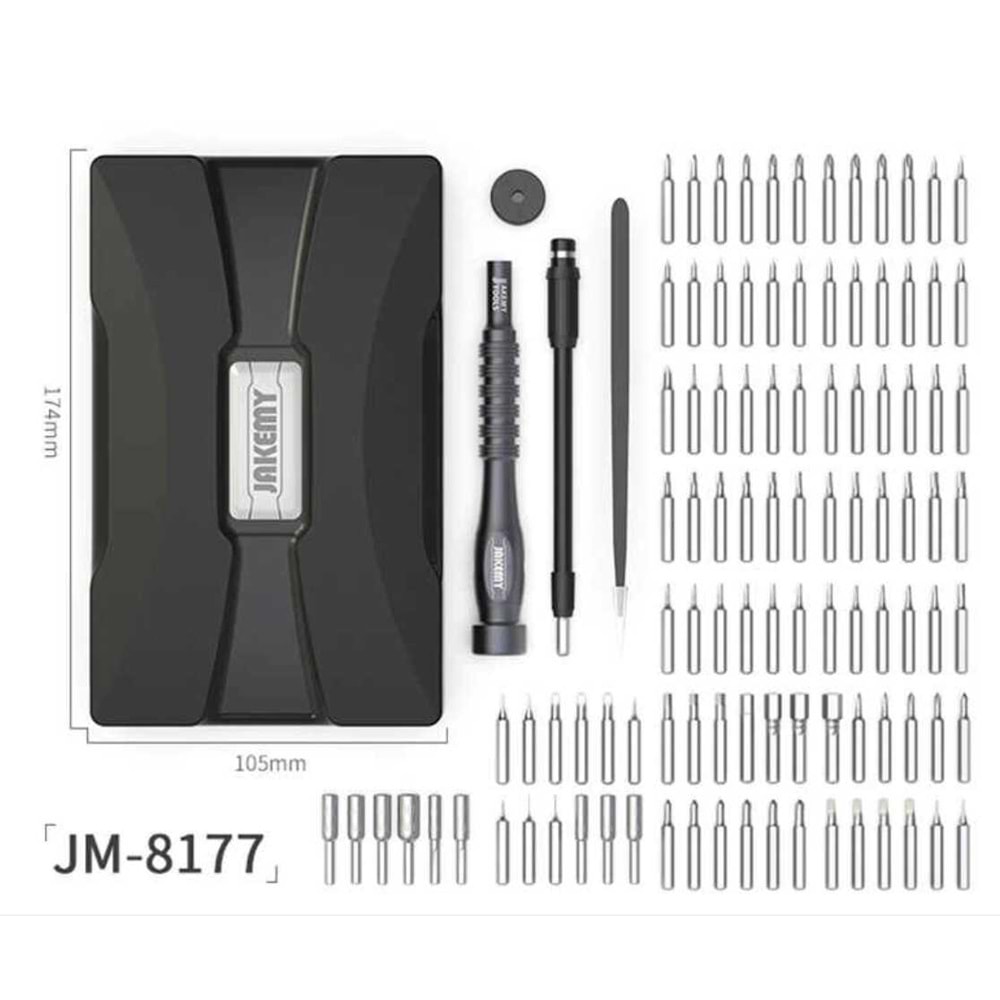 JM-8177 106+1 Parça Çok Amaçlı Tamir Seti, Pro Bit Set Jakemy