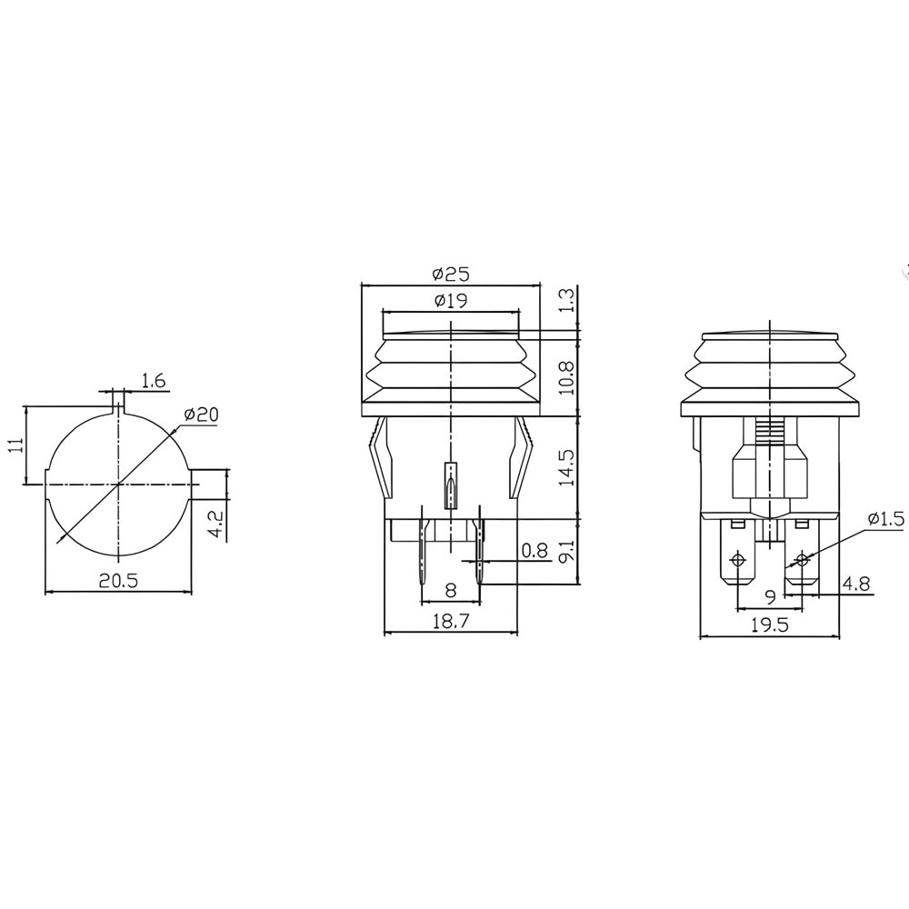 IC-180W Basmalı Yuvarlak Işıklı Kalıcı Anahtar 20A 12V DC Körüklü