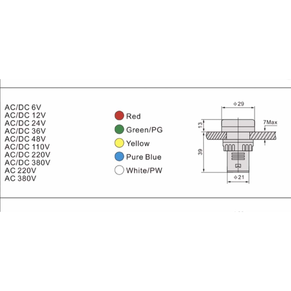 Sinyal Lambası 22mm Metal 24V Kırmızı Renk AD22-22DS