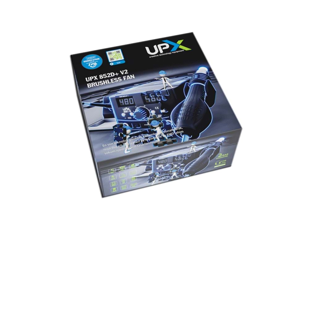 UPX 852D+V2 Brushless Isı Kontrollü Lehimleme ve Sıcak Hava İstasyonu