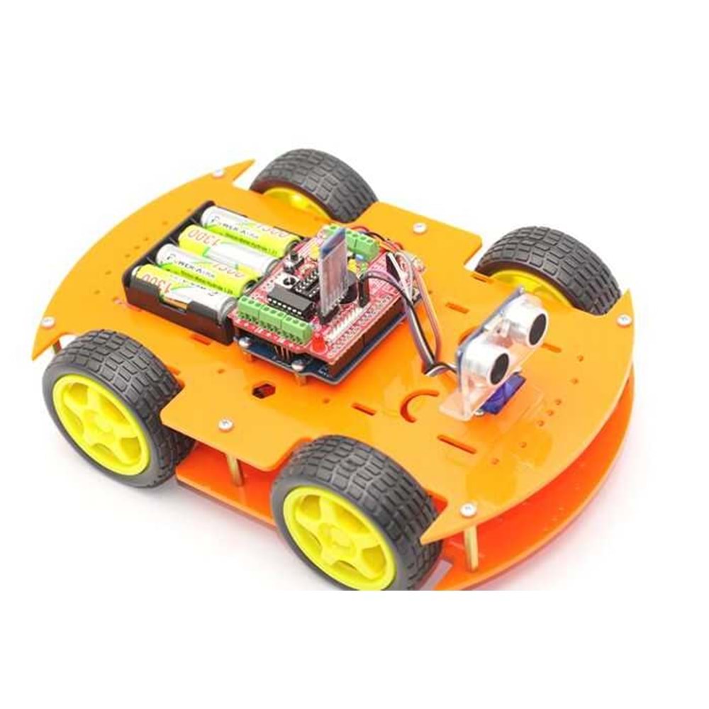 ROBOMOD 4WD Bluetooth Kontrollü Arduino Araba - Turuncu (Montajlı)