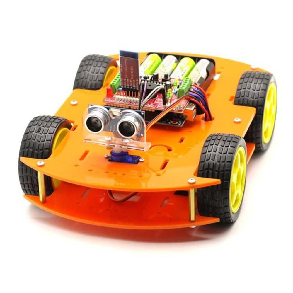 ROBOMOD 4WD Bluetooth Kontrollü Arduino Araba - Turuncu (Montajlı)
