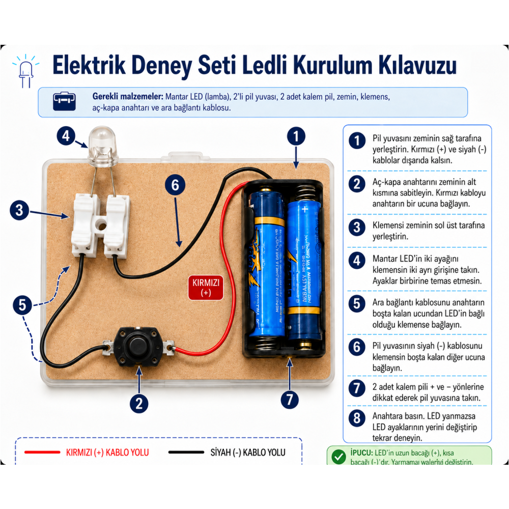 Basit Elektrik Deney Seti LED'li