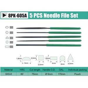 8PK-605A 5 Parça Eğe Seti Proskit