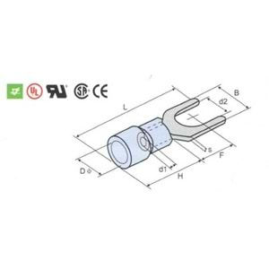 0.50-1.50mm2 Çatal Tip İzoleli Kablo Ucu M4 Kırmızı Renk