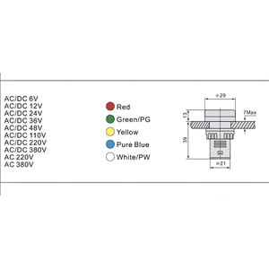 Sinyal Lambası 22mm Metal 24V Kırmızı Renk AD22-22DS