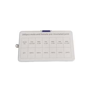 Dişi Erkek İzoleli Faston Tip Kablo Ucu Seti 200 Parça