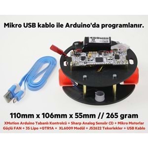 MEB Labirent Çözen Robot Kiti - (Analog Sensörlü, Fanlı Mini Model - Montajlı)