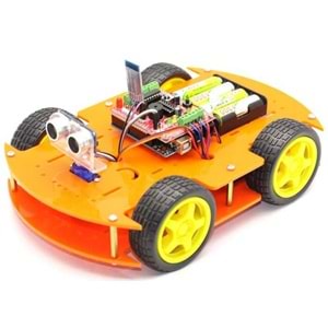 ROBOMOD 4WD Bluetooth Kontrollü Arduino Araba - Turuncu (Montajlı)