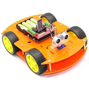 ROBOMOD 4WD Bluetooth Kontrollü Arduino Araba - Turuncu (Montajlı)