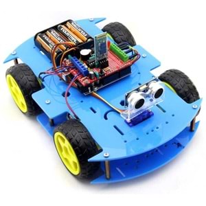 ROBOMOD 4WD Bluetooth Kontrollü Arduino Araba - Mavi (Montajlı)
