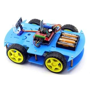 ROBOMOD 4WD Bluetooth Kontrollü Arduino Araba - Mavi (Montajlı)