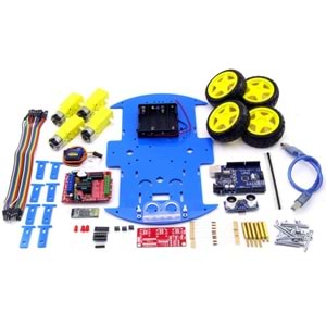 ROBOMOD 4WD Bluetooth Kontrollü Arduino Araba - Mavi (Montajlı)