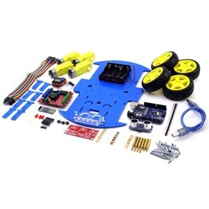 ROBOMOD 4WD Bluetooth Kontrollü Arduino Araba - Mavi (Montajlı)