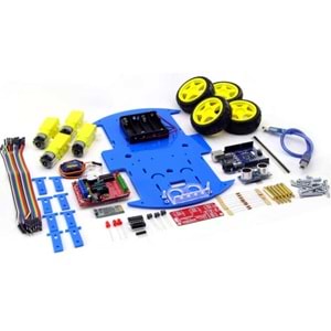 ROBOMOD 4WD Bluetooth Kontrollü Arduino Araba - Mavi (Montajlı)