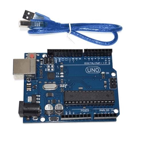 Arduino UNO R3 Bord (Atmega328P) + Type B USB Kablo Dahil