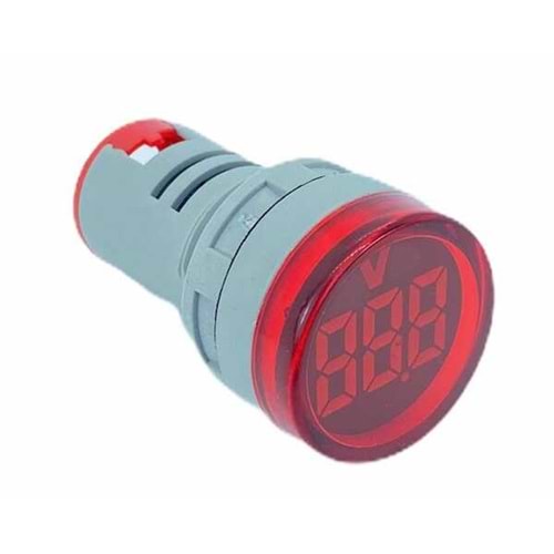 22mm Dijital Voltmetre 20-500V AC Kırmızı Renk