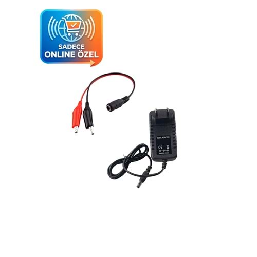 12V 3A 36W Akü Şarj Adaptörü Krokodik Üç Çeviricili Priz Tip Plastik Kasa