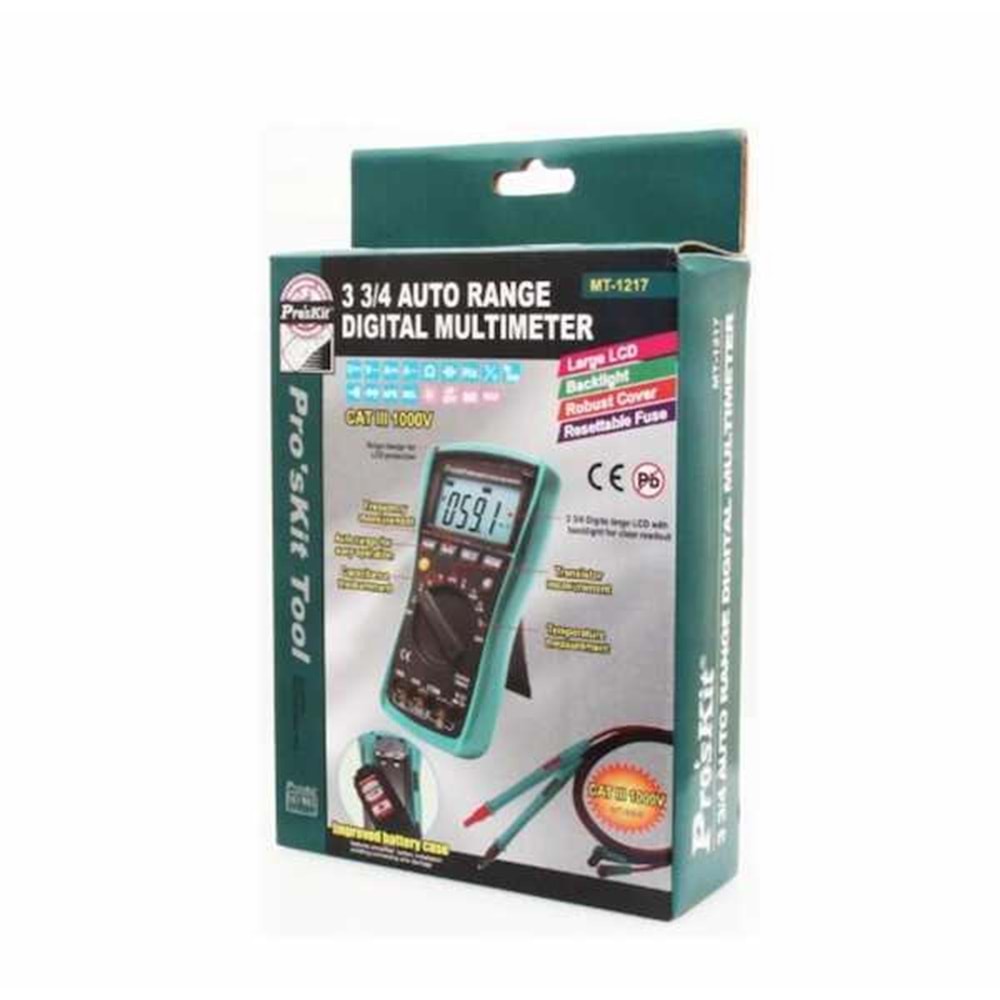 MT-1217 3 3/4 Auto Range TRUE RMS Dijital Multimeter - Ölçü Aleti Proskit