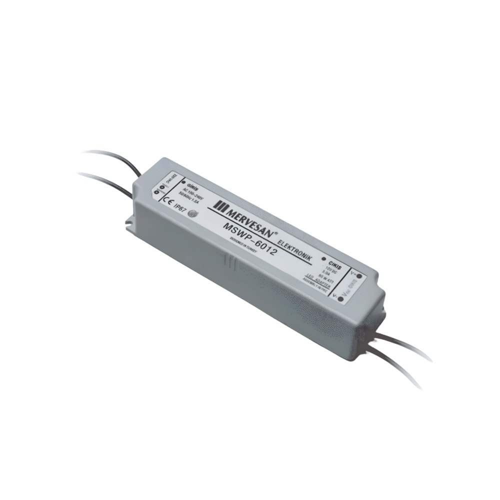 24V 2.5A 60W Sabit Voltaj SMPS IP-67, Dış Mekan Plastik Kasa MTWP-60-24 Mervesan