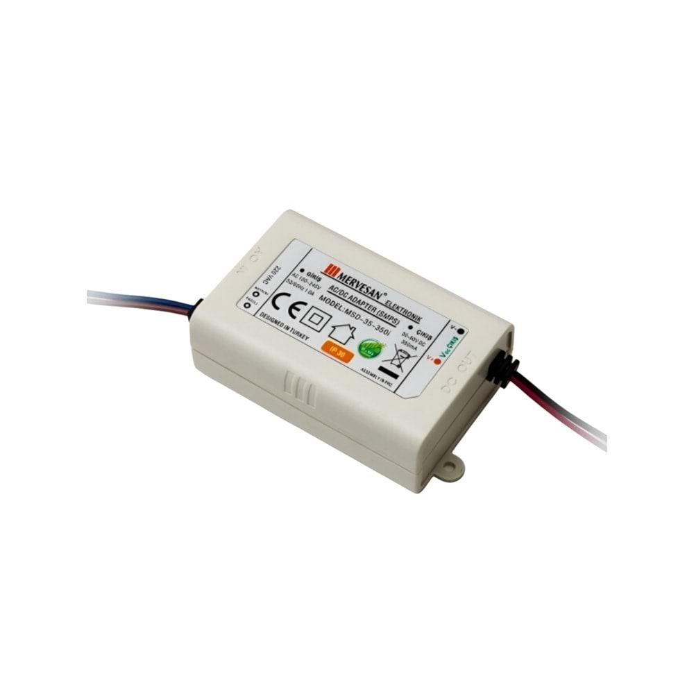 2-12V 350 mA. 4.2W LED Sürücü SMPS IP-30, Sabit Akım Led Driver MTD-350i Mervesan