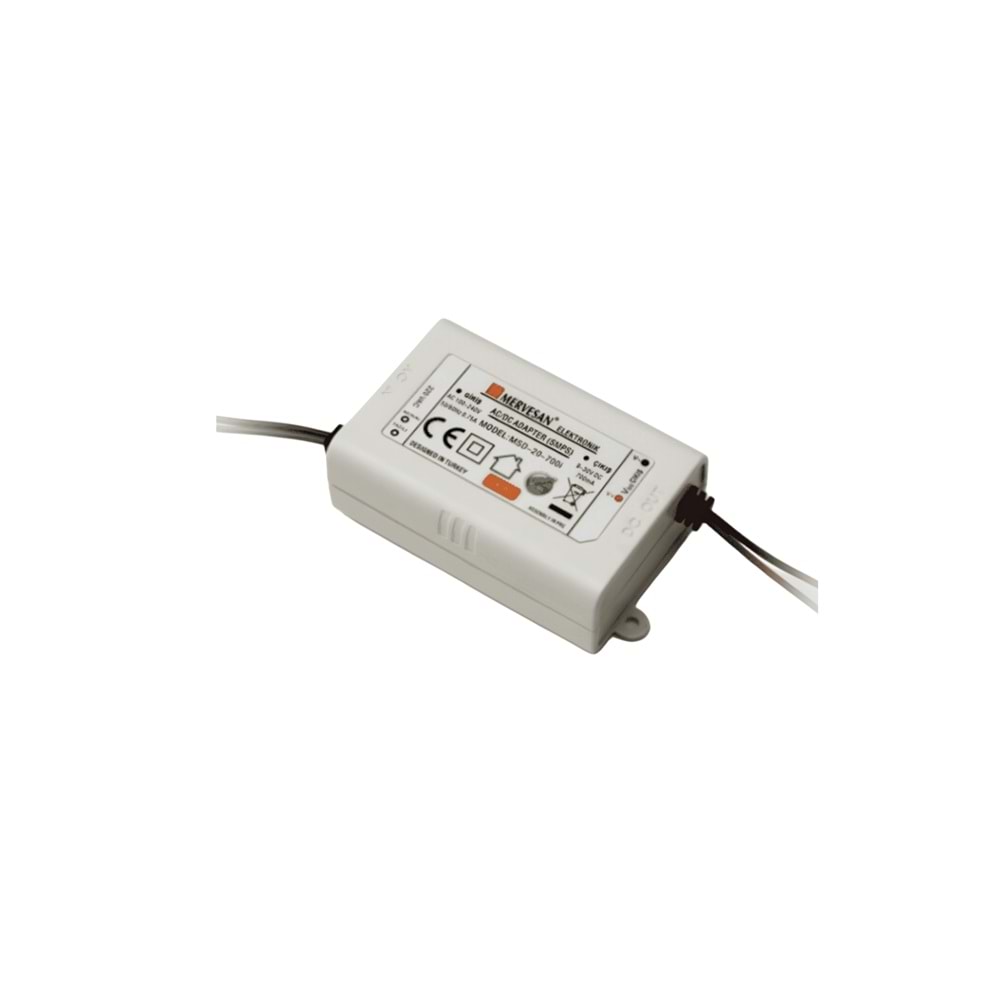 3-30VDC 700 mA. 20W LED Sürücü SMPS IP-30, Sabit Akım Led Driver MSD-20-700i Mervesan