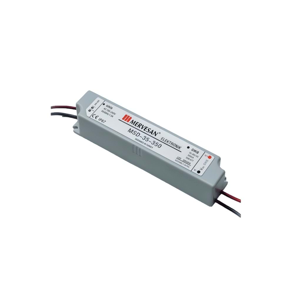 45-115V 300 mA. 35W LED Sürücü SMPS IP-67, Sabit Akım Led Driver MTD-35-300 Mervesan