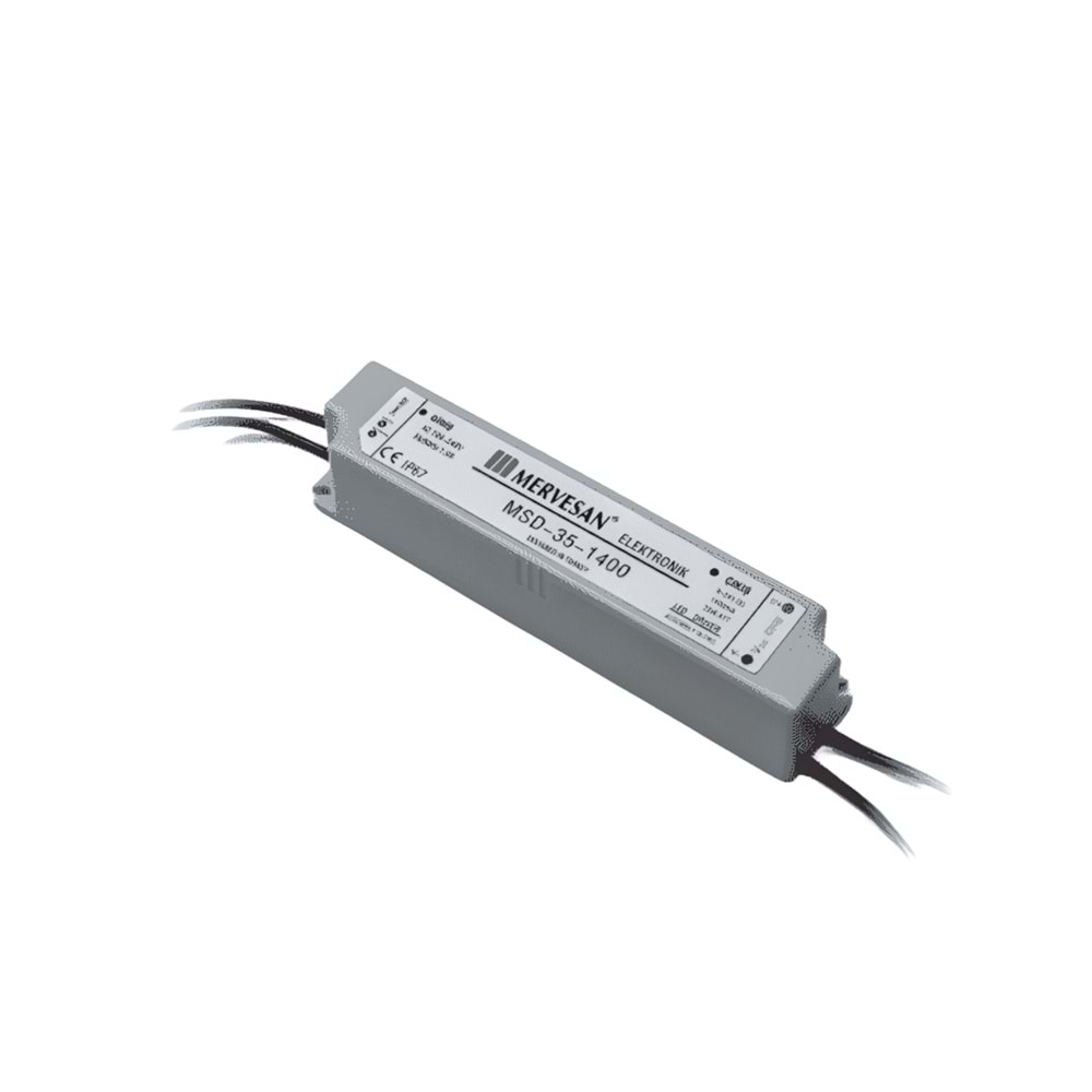 9-24V 1400 mA. 35W LED Sürücü SMPS IP-67, Sabit Akım Led Driver MTD-35-1400 Mervesan
