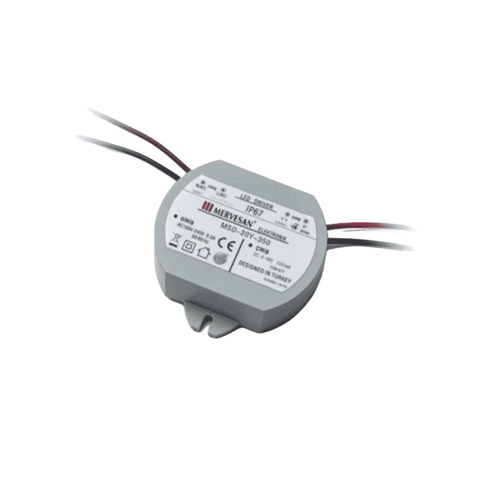 3-30V 500 mA. 20W Dairesel LED Sürücü MSD-20Y-500 Mervesan