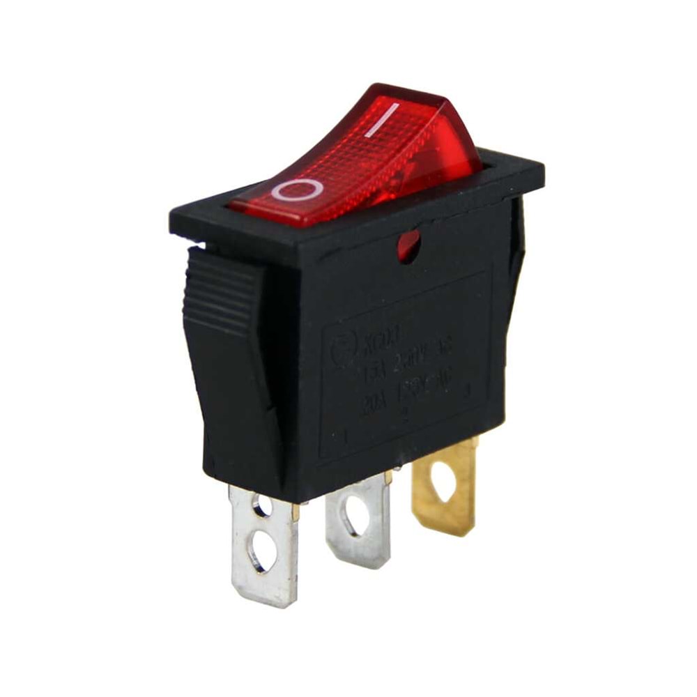 IC-113 Tekli Dar Işıklı Anahtar On-Off 3P, Kırmızı Renk