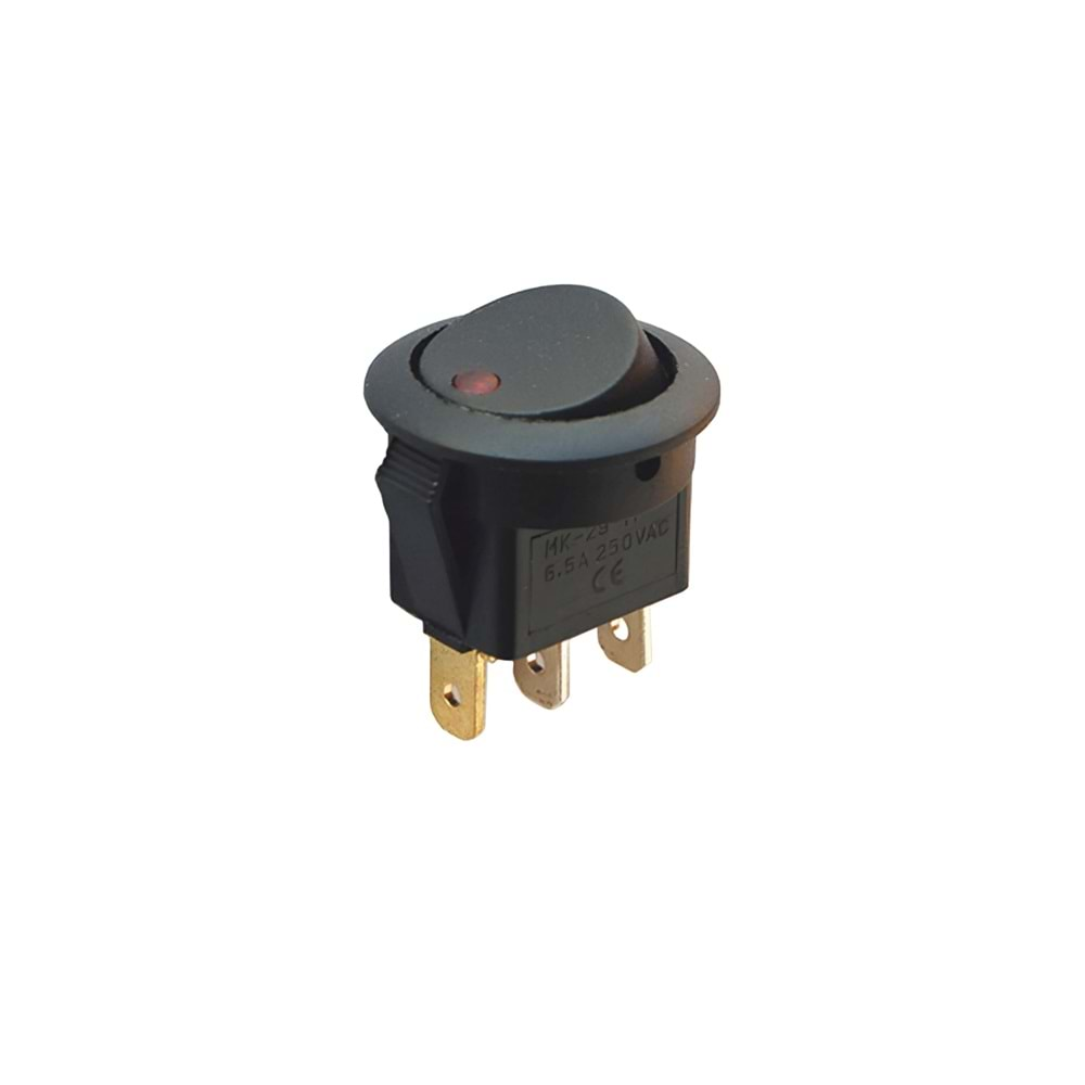 IC-132A Yuvarlak Nokta Işıklı Anahtar On-Off 3P 12Volt Kırmızı Renk