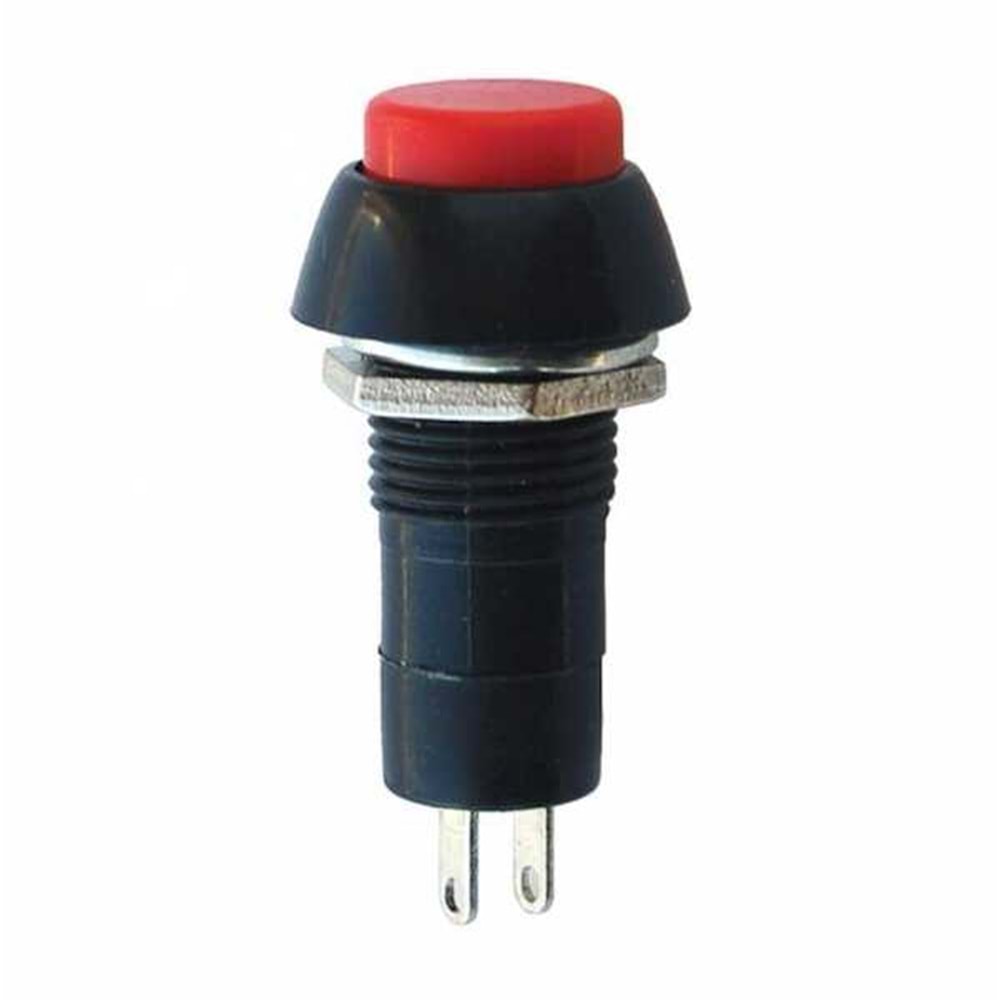 IC-190 Buton (Anahtar) Çap 10mm Plastik (Pbs20A) Kalıcı, Kırmızı Renk
