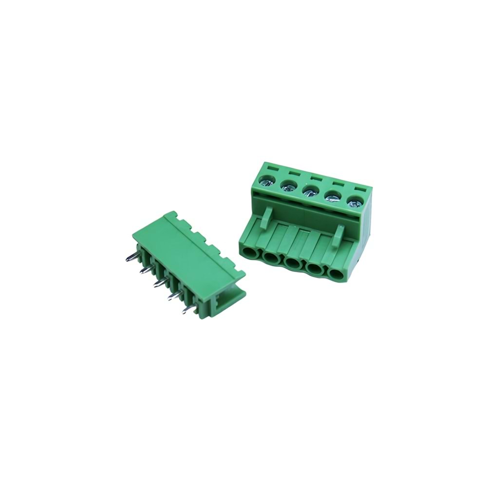 5 Pin 5.08mm Geçmeli Yeşil Klemens 180 Derece