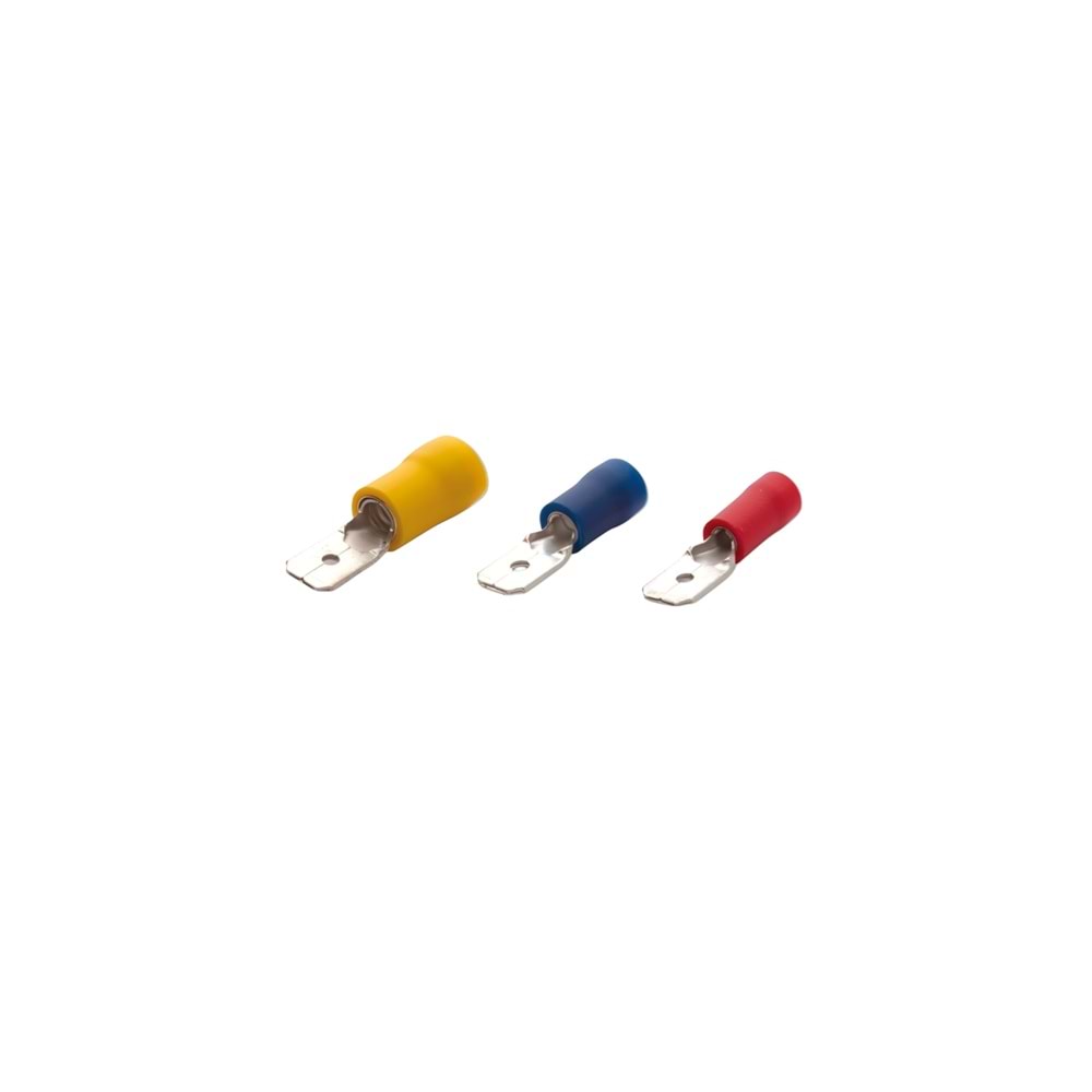 0.50-1.50mm2 Erkek Faston Tip İzoleli Terminal 0.8X6.35mm Kırmızı