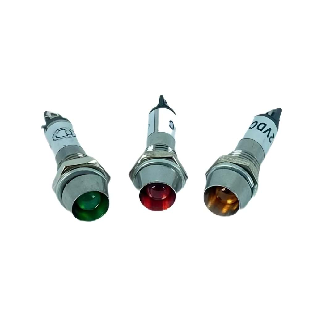 Sinyal Lambası 8mm Metal 12V Yeşil Renk IC-225