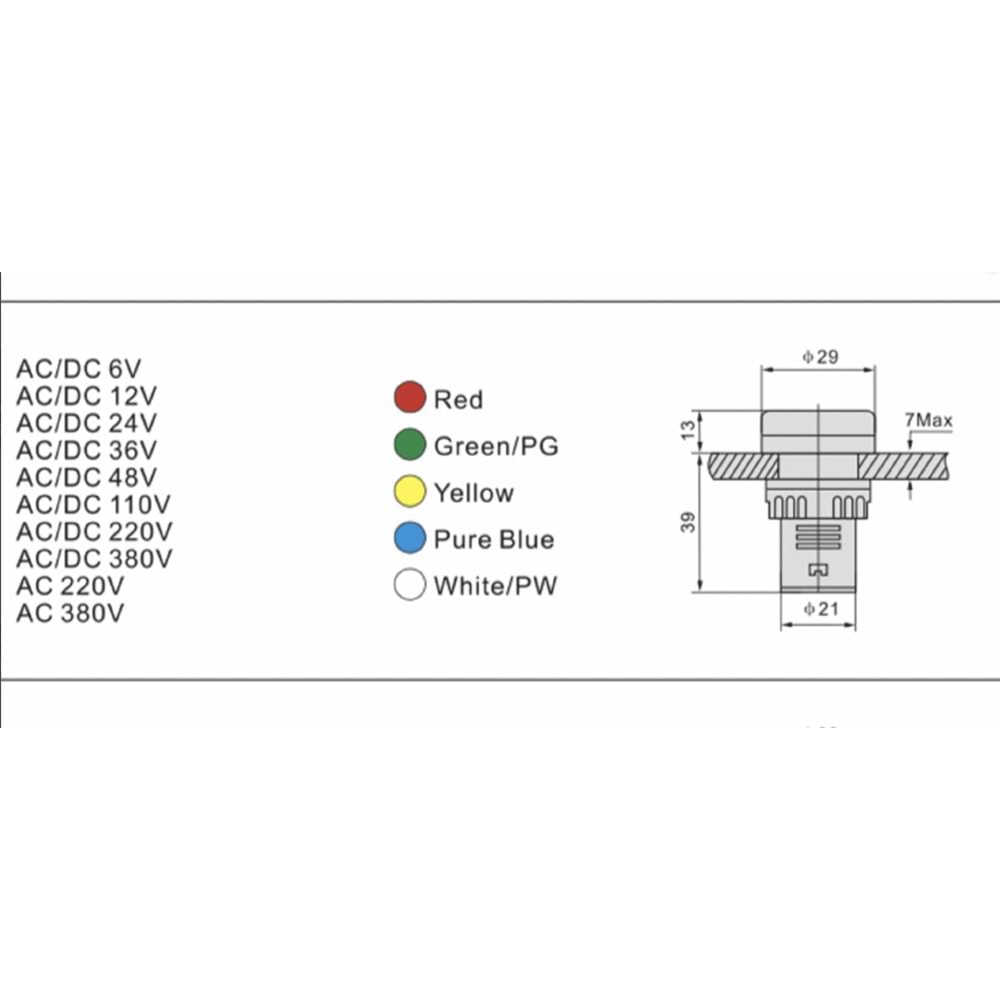 Sinyal Lambası 22mm Metal 24V Yeşil Renk AD22-22DS