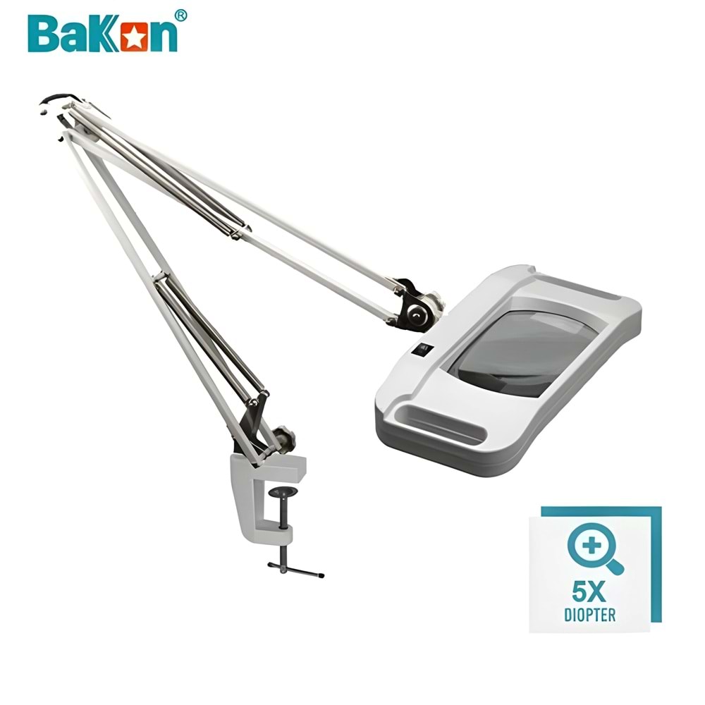 BK500D 5X Akrobat Mercekli Led Aydınlatmalı Masa Büyüteci Bakon
