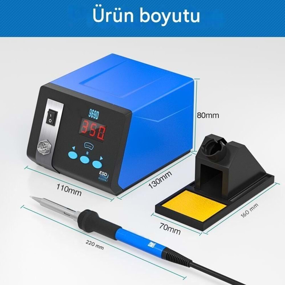 969D Isı Ayarlı Havya İstasyonu 75 Watt Dijital Sunline