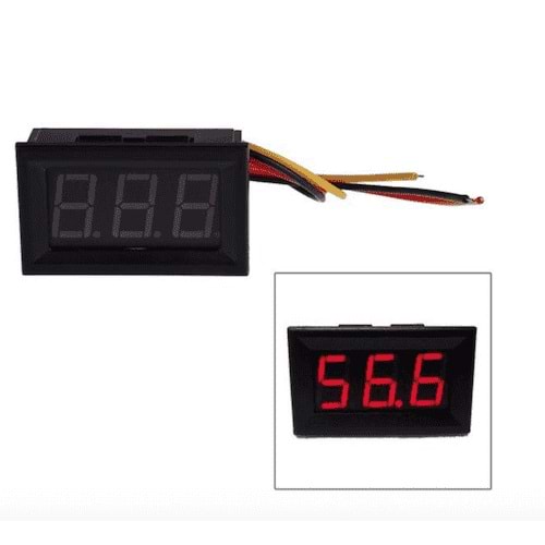 0.56 inç 0-100V 3 Kablolu DC Kırmızı Voltmetre