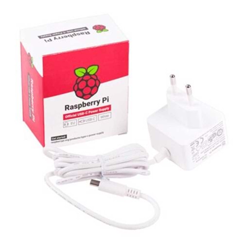 Raspberry Pi 4 Lisanslı Güç Adaptörü-5V/3A USB-C BEYAZ